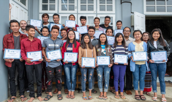 Students from Falam’s State Agricultural Institute (SAI) take part in participatory research on MIID’s project to improve nutrition in Chin State and beyond