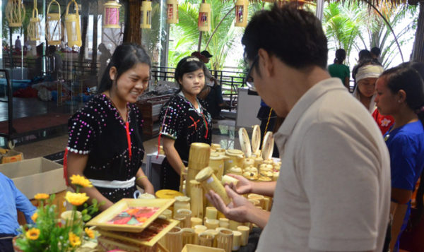 MIID’s Shan State Project bamboo craftsmen display their products at World Bamboo Day in Yangon